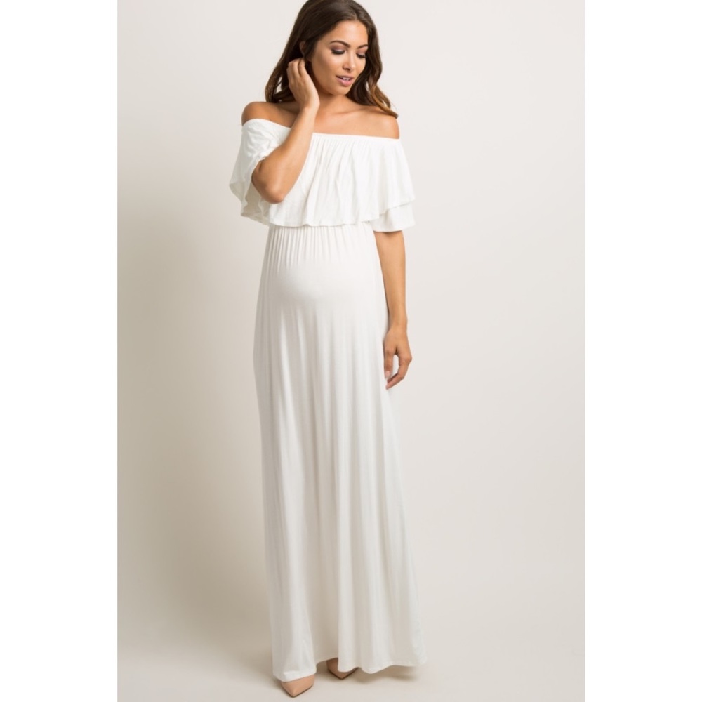 Pinkblush Off Shoulder Maternity Maxi Dress
